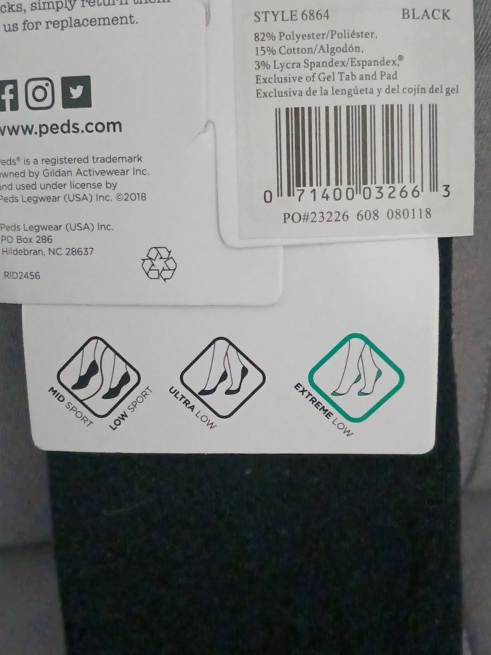 Peds Extreme Low Liner 3 pairs Black